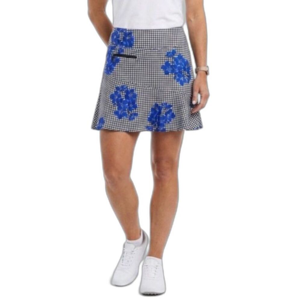 GGblue Women's NWOT Black White Gingham Blue Floral Luxe Sport Skort Size S